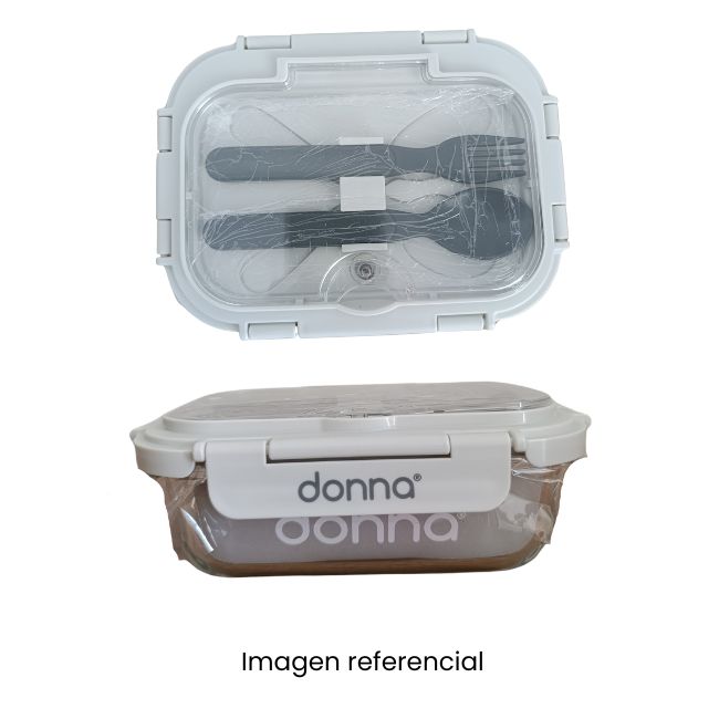 DONNA TAPER HERMETICO C/CUBIERTOS 640ML GRIS