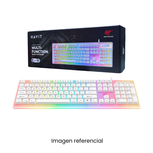 HAVIT TECLADO GAMER KB876L-SP BLANCO TRANSPARENTE RGB