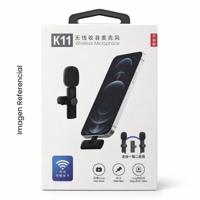 MICROFONO SOLAPERO DUAL (02) INALAMBRICO TIPO C + ADAPTADOR IPHONE K11