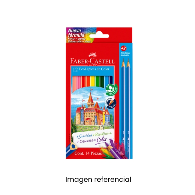 FABER CASTELL COLORES X 12 LARGO + 2 LAPIZ - NUEVA FORMULA 