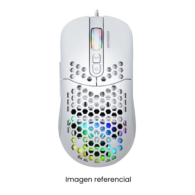 MICRONICS MOUSE GAMER WARRIOR MIC GM827W USB RGB 7B 12800DPI BLANCO