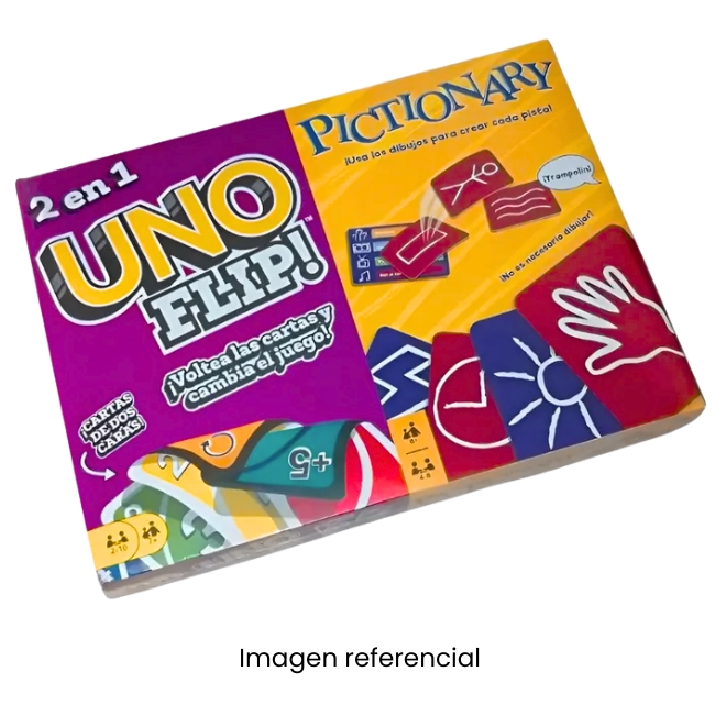 JUEGO UNO FLIP + PICTIONARY