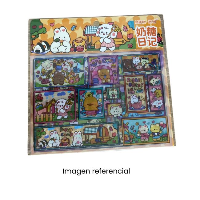 KAWAII STICKERS SET X8HJS 17X17CM CONEJOS 1019551