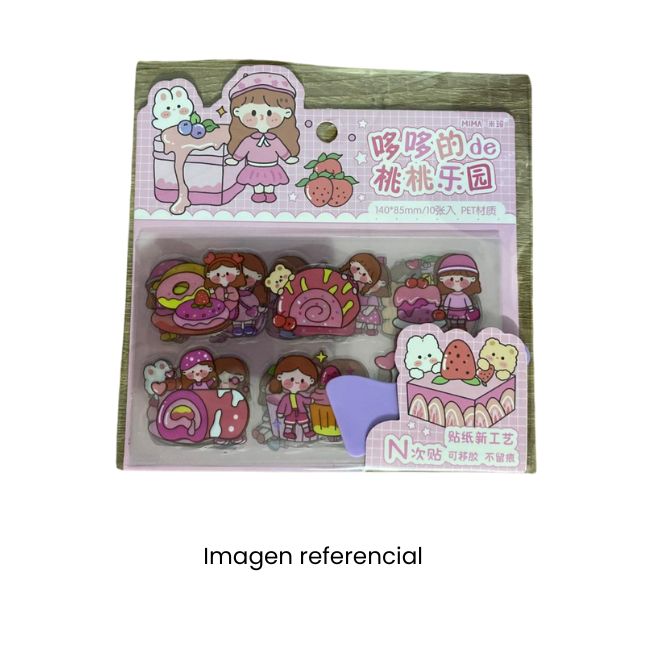 KAWAII STICKERS SET X10HJS 8.5X14CM MUÑECA 1014741