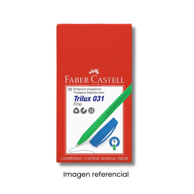 FABER CASTELL LAPICERO 031 TRILUX AZUL PUNTA FINA CAJA X 50 UND