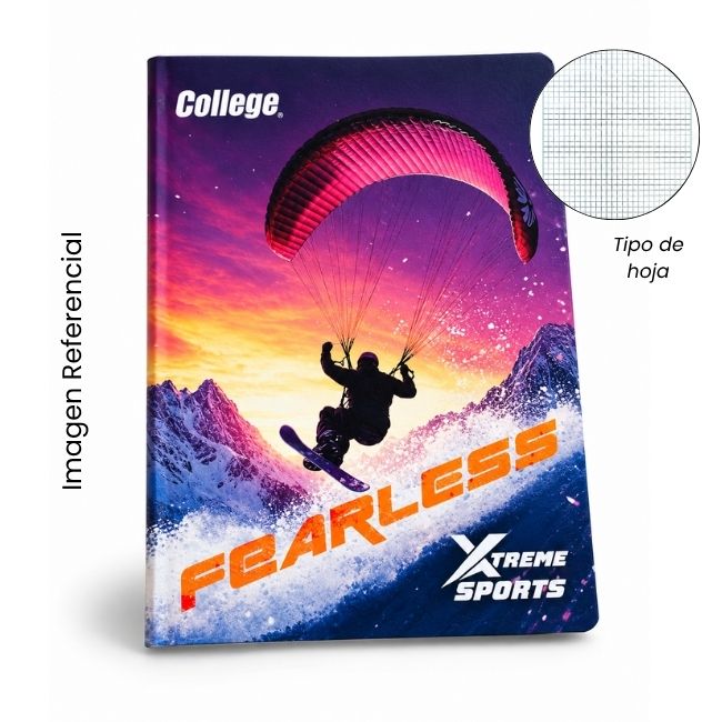 COLLEGE CUADERNO A4 CUADRICULADO XTREME SPORTS 80 HOJAS