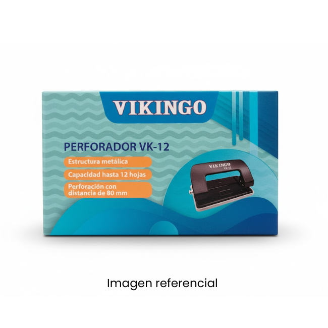 VIKINGO PERFORADOR VK-12 PARA 12 HOJAS - NEGRO