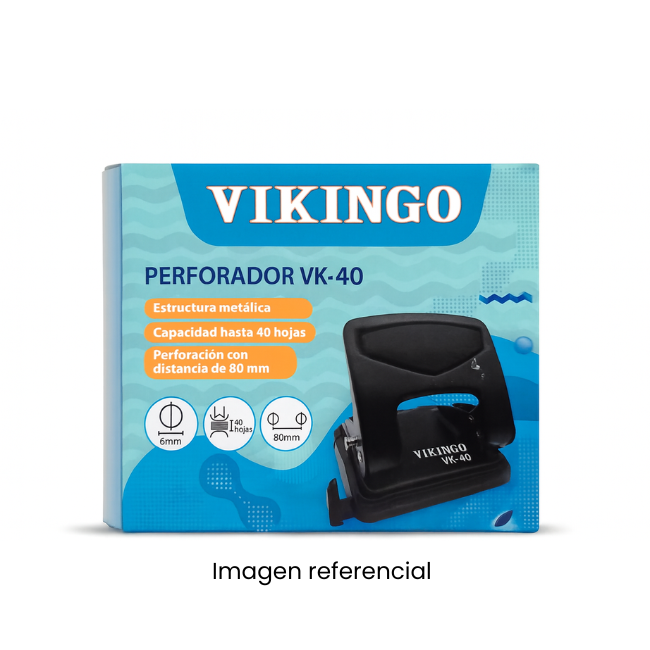 VIKINGO PERFORADOR VK-40 PARA 40 HOJAS - NEGRO