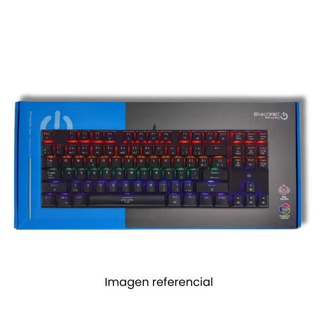 ENKORE TECLADO GAMER MECANICO FALCON 87 ENK1005 USB 87 TECLAS RAINBOW ANTI-GHOSTING NEGRO