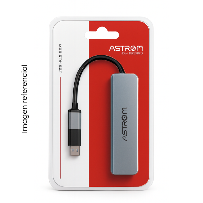 ASTROM HUB USB MH2351-SD 5EN1 USB3.0+2xUSB2.0+SD+mSD NEGRO