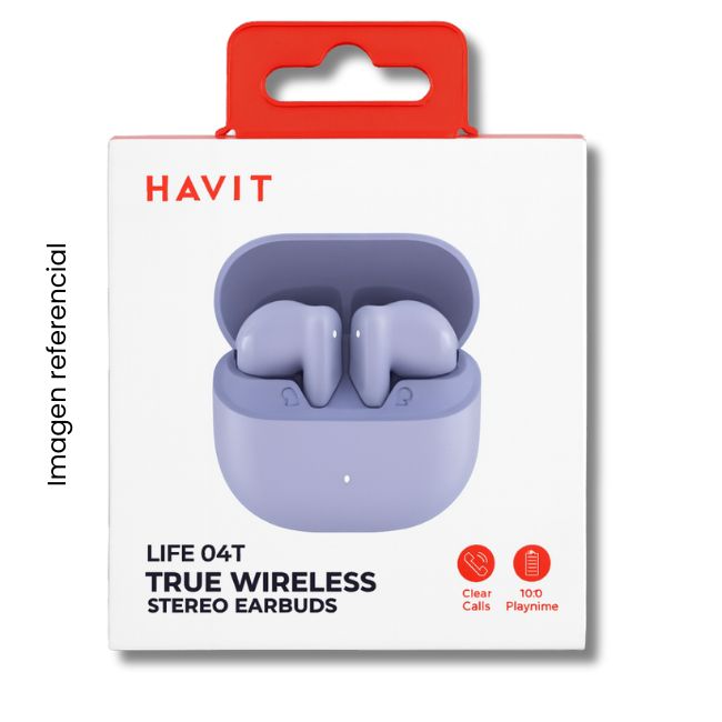 HAVIT AUDIFONO TWS TW888 LITE BLUETOOTH  ESTUCHE CARGA MICROFONO NEGRO/BLANCO/MORADO