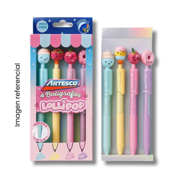 ARTESCO LAPICERO TINTA SECA LOLLIPOP SETX4