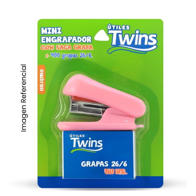 TWINS MINI ENGRAPADOR + 400 GRAPAS 26/6 COLORES SURTIDOS AR-00356