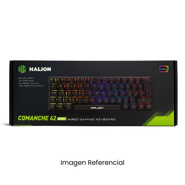 HALION TECLADO GAMER MECANICO COMANCHE 62 KM201 USB RAINBOW RED SWITCH