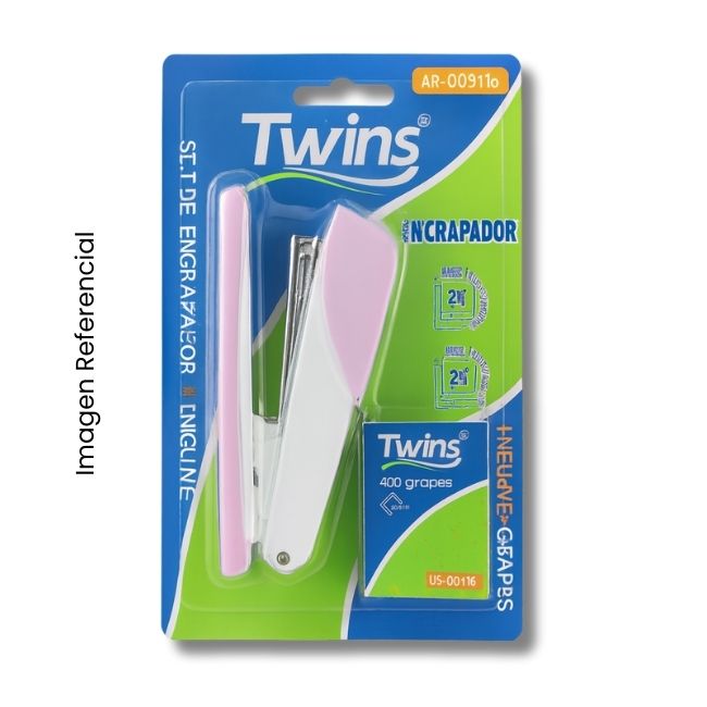 TWINS ENGRAPADOR + GRAPAS 26/6 COLORES PASTEL AR-00346