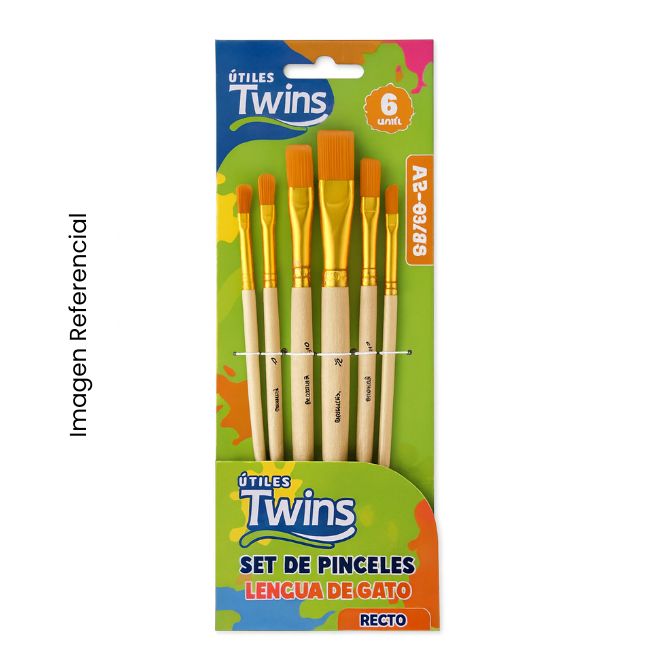 TWINS PINCEL LENGUA DE GATO SET X6 UND RECTO AR-01286