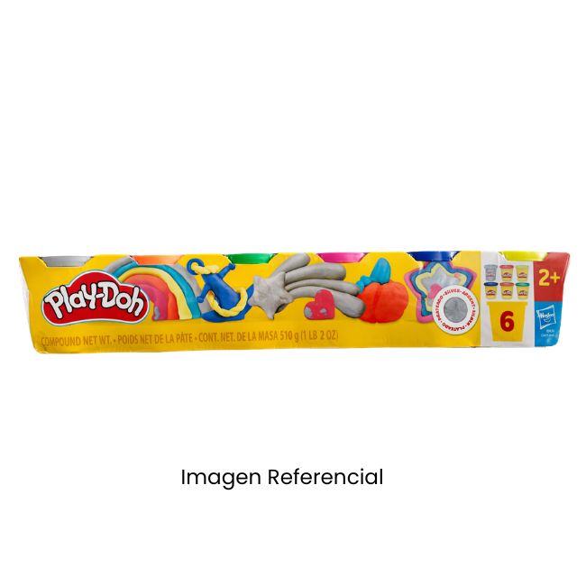 PLAY-DOH MASITA BLANDA PACK 5+1 PLATEADO