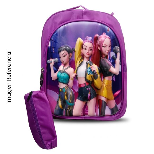 MOCHILA ESCOLAR OFICIO ALTO RELIEVE HNTRIX POP + CARTUCHERA