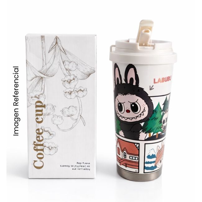 VASO TERMO DE METAL DISEÑO LABUBU