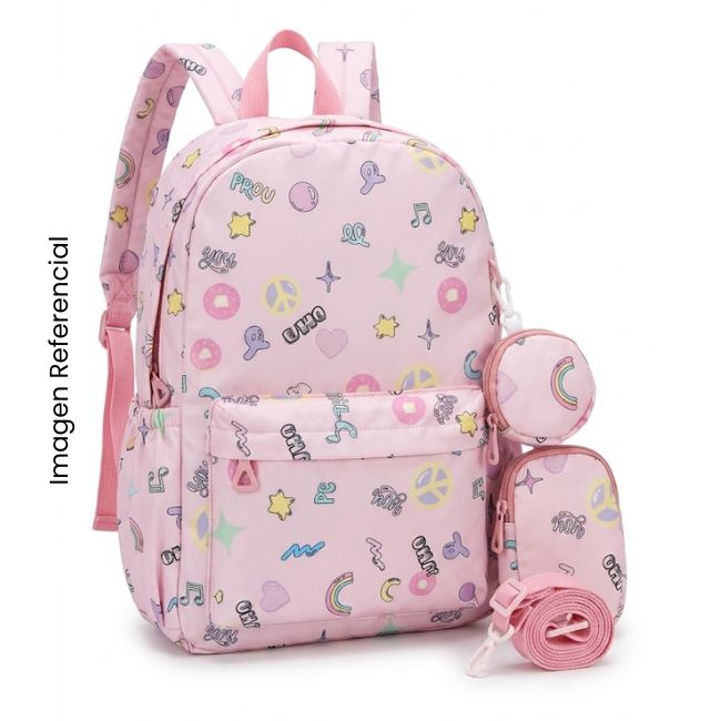 KAWAII MOCHILA ESCOLAR + CARTUCHERA + MONEDERO