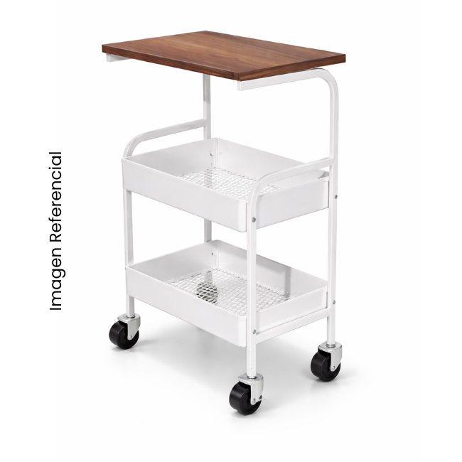 CARRITO ORGANIZADOR METÁLICO CON MESA DE MADERA