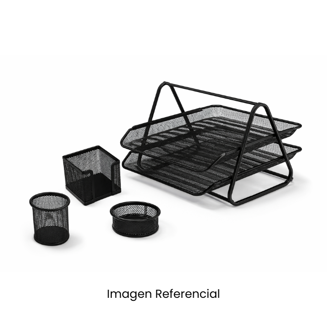 OVE SET ORGANIZADOR ESCRITORIO REJILLA NEGRO DE 4 PIEZAS