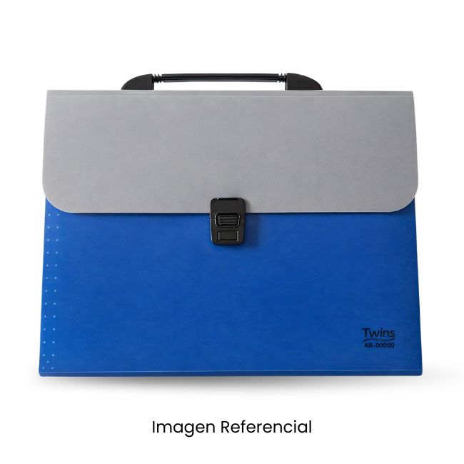 TWINS ARCHIVADOR ACORDEON CON ASA Y BROCHE A4 12 DIVISIONES AZUL AR-00050