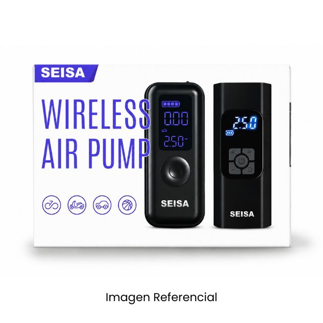 SEISA INFLADOR PORTATIL PARA LLANTA POWER BANK PANTALLA DIGITAL LUZ LED 4 EN 1