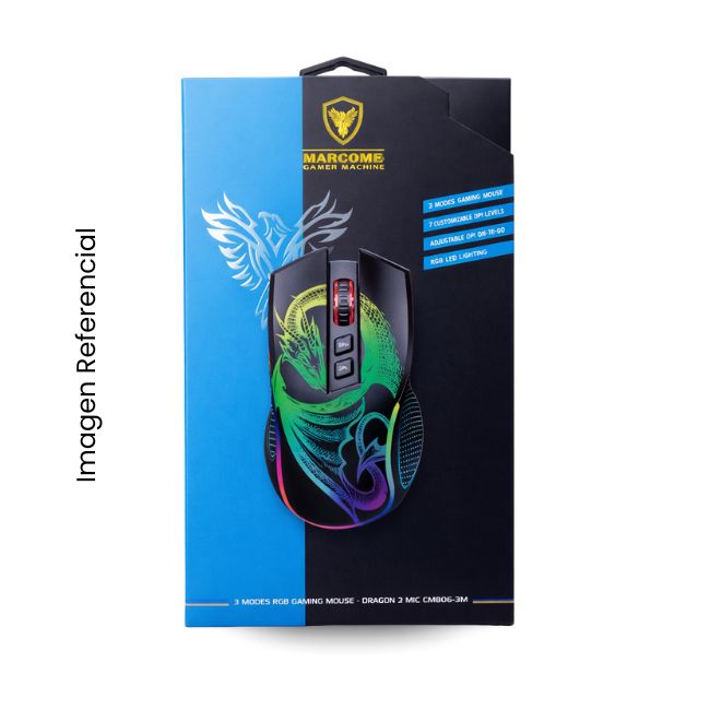 MICRONICS MOUSE GAMER DRAGON 3 MIC GM806-3M BT WIFI RECARGABLE USB TIPO C RGB 4800 DPI 7 BOTONES 