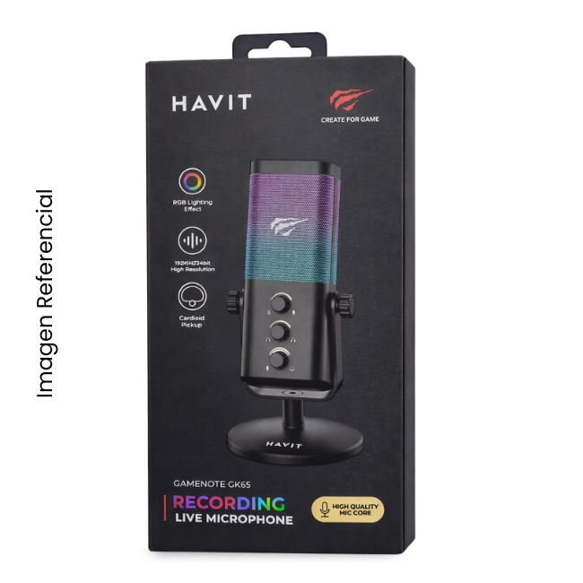 HAVIT MICROFONO DE GRABACION GK65 RGB NEGRO