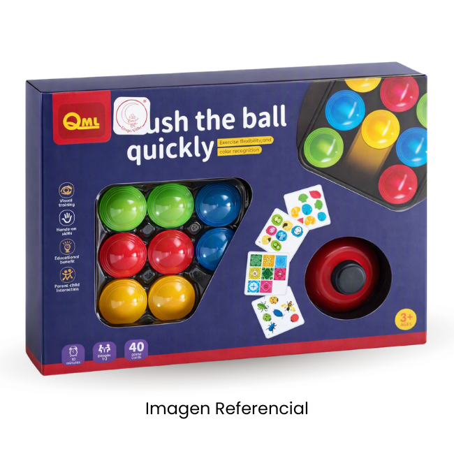JUEGO DE MESA PUSH THE BALL CON TARJETAS TABLERO Y TIMBRE M13I