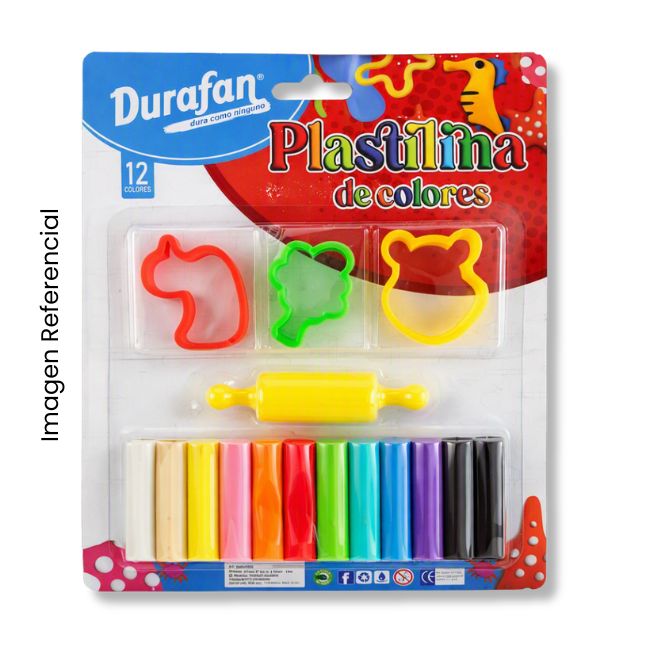 DURAFAN PLASTILINA X 12 COLORES + SET DE MODELADO  