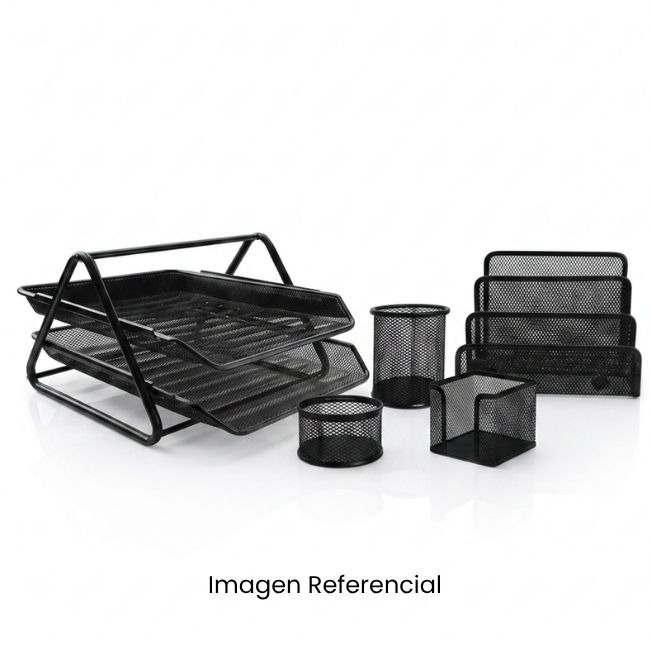 TWINS SET DE ESCRITORIO MALLA METALICA NEGRO X5  AR-01240 