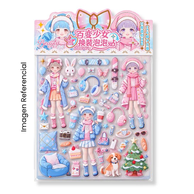 KAWAII STICKERS SET X2 MUÑECA PARA VESTIR 1026365