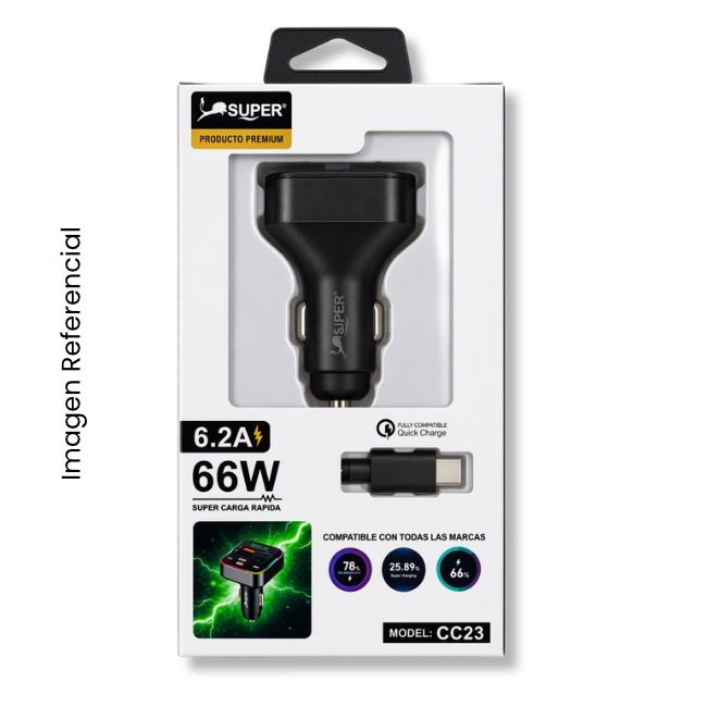 SUPER CIGARRERA CC23 66W + CABLE TIPO C A C TRANSMITOR BLUETOOTH