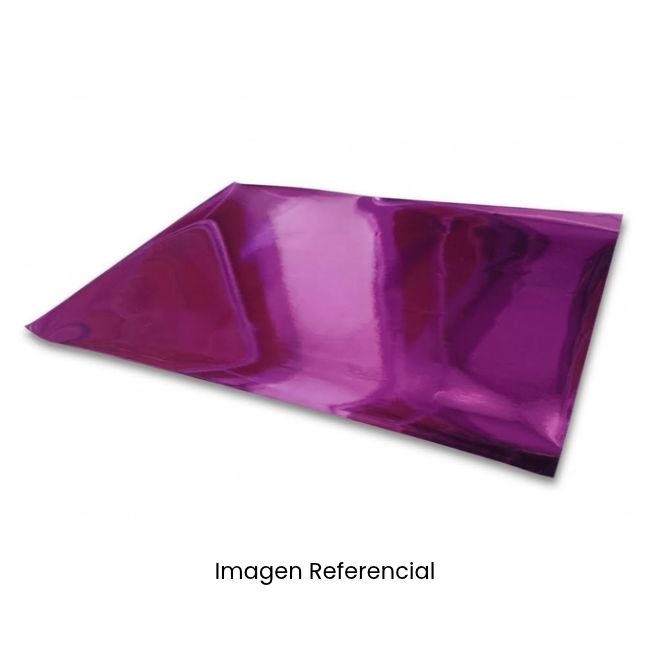PAPEL COUCHE METALICO ESPEJO FUCSIA 65x47CM APROX