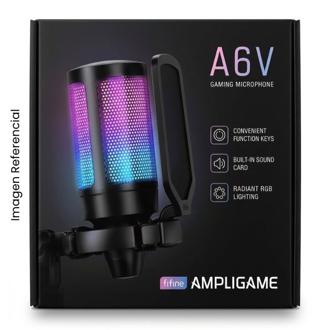 FIFINE MICROFONO GAMER A6V AMPLIGAME CONDENSADOR USB RGB AZUL