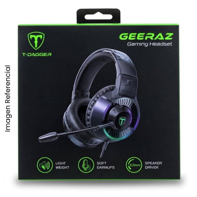 T-DAGGER AUDIFONO GAMER GEERAZ T-RGH113 NEGRO 40MM MICROFONO