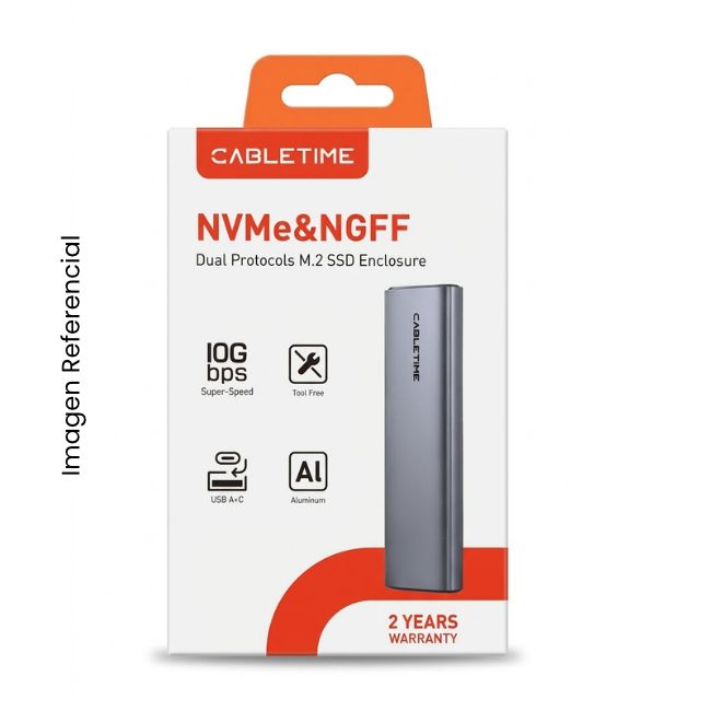 CABLETIME CASE PARA SSD M.2 CB32G USB TIPO C Y USB TIPO A 2 EN 1