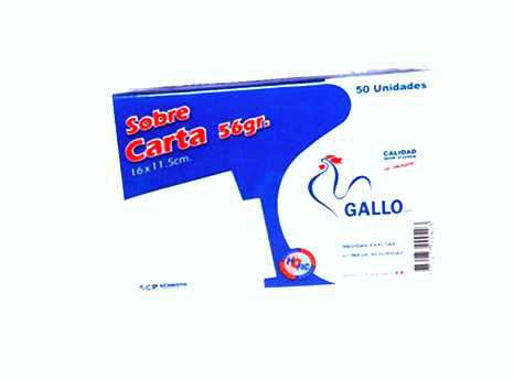 [R4389] GALLO SOBRE N16 CARTA BLANCO PQTX50