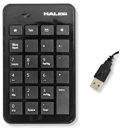 [R8297] HALION TECLADO NUMERICO  K-119 USB NEGRO