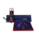 HALION KIT GAMER ARROW HA-405C: TECLADO LED + AUDIFONO C/MICROFONO LED + MOUSE 6 BOTONES LED + PAD MOUSE 28X23CM