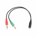 ADAPTADOR AUDIO 1 HEMBRA 2 MACHO (AURICULAR + MICROFONO)