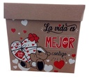 CAJA DE CARTON ARMABLE 20X20 NATURAL FRASE