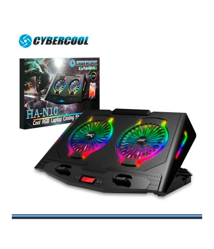 [U0023] CYBERCOOL COOLER LAPTOP GAMER HA-N10 LUZ RGB + CONTROLADOR LCD