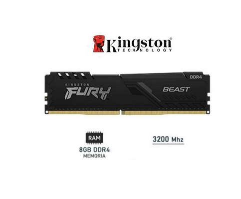 [U1232] KINGSTON FURY BEAST MEMORIA RAM DDR4 8GB CL16 UDIMM 3200MHZ PARA PC