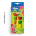 TWINS ACUARELA CON PALETA 12 COLORES + PINCEL (16X8CM) CG-758