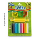 TWINS PLASTILINA JUMBO X 12 COLORES + SET DE MODELADO AR24-36