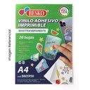 VINILO ADHESIVO IMPRIMIBLE SEMITRANSPARENTE A4 X UND